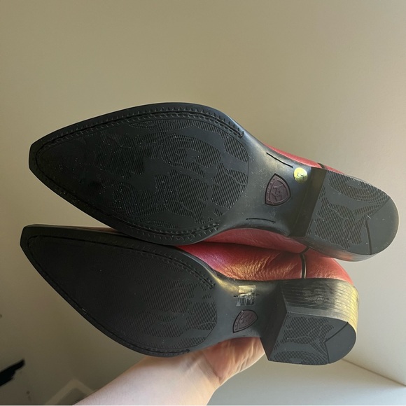 Ariat Heritage Rtoe Leather Western Red Black Cowboy Boots Rodeo Cowgirl 7 - Picture 8 of 11